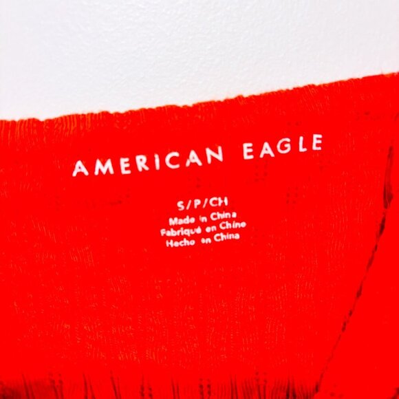 AMERICAN EAGLE – Orange Floral Smocked Crop Tank Top | Cotton Summer | Small * - Picture 6 of 7